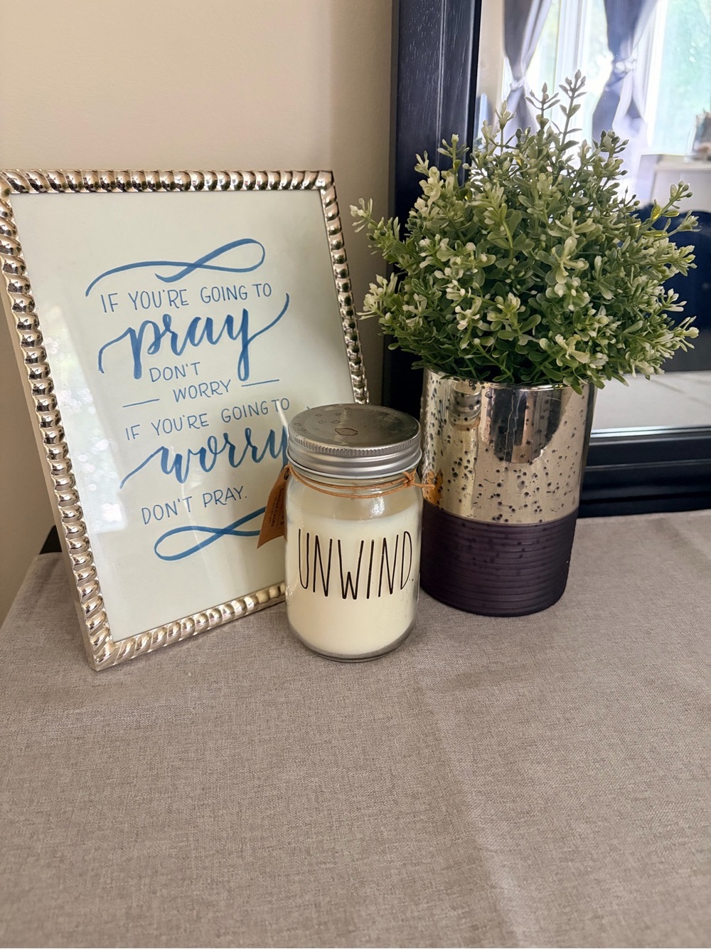 Rae Dunn “UNWIND” Scented Mason Jar Candle - Cream